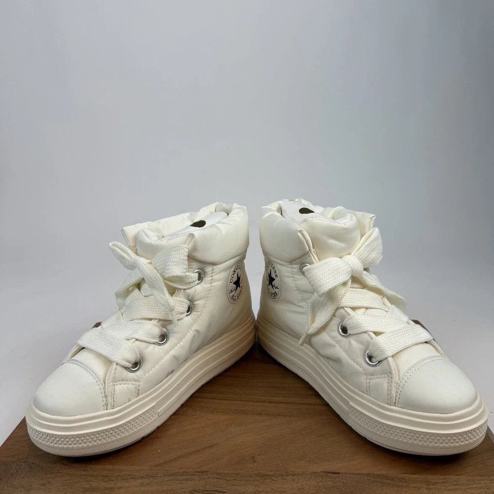 New Womens Converse CTAS Elements Ivory Nylon Platform Mid Snow‎ Boots Size 9 M